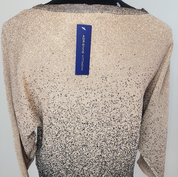 Adrienne Vittadini Three Quarter Sleeve Sweater With Cage Neck and Rhinestones - Picture 5 of 11